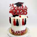 2 x Senior 2026 Graduation Decoration Cake Topper Glitter Grad Sticks Congratulations Ideas Red
