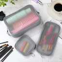 Weewooday 4 Pcs Mesh Makeup Bag Mesh Cosmetic Bag Travel Toiletry Pouch with Zipper Mini Makeup Cosmetic Purse for Daily Accessory(Small, Large, Medium,Gray)