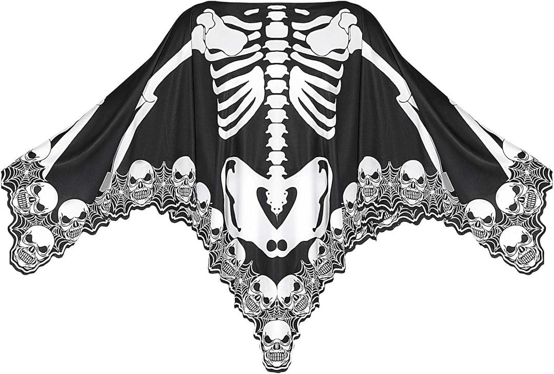 Halloween Costumes For Women Adult plus size Halloween costumes woman 2025 Women's Halloween Skeleton Cape Poncho
