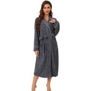 Women Lightweight Fleece Robe, Soft Long Shawl Collar Bathrobe for Women (Pink)