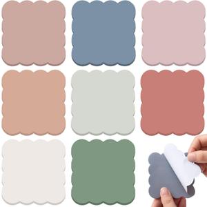 Eaasty 8 Pack Scalloped Aesthetic Sticky Notes Bulk Vintage Colors Cute Wavy Self Sticky Note Pads 3" x 3" Blank Note Pads for Back to School Office Supplies 240 Sheets