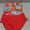 Eomenie Women's Swimsuit Tankini Tummy Control Bathing Suits Two Piece Full Coverage Slim Swim Suits with High Waisted Bottom (Medium, Printed and Red)