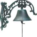 Sungmor Large & Loud Farmhouse Dinner Bell Outside Wall Mounted Electroless Doorbell, Front Door Shop Entrance Porch Antique Decorative Hanging Bell, Indoor Outdoor Pretty Wall Ornamental Hand Bell (Shape D - Arabesque)