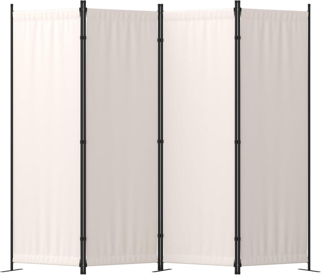Room Divider, 4 Panel Folding Privacy Screen, 88 Portable Separating with 3 Metal Feet, Partition Room Dividers, Lightweight Freestanding Wall Divider Screen for Office Bedroom Hospital(White)