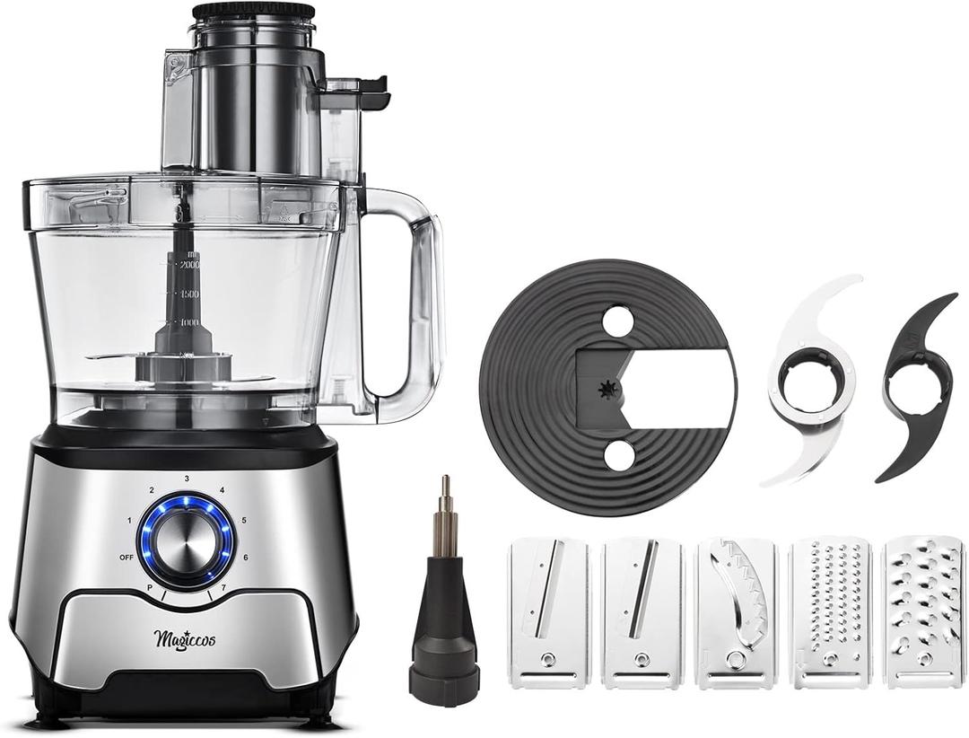 14 Cup Food Processor - 1000W Motor, Storage Drawer for Blades, 7 Speeds, XL Bowl & Large Feed Chute, French Fry Cutter, Chop Slice Shred & Mix for Vegetables, Cheese & Meat, Family Meals