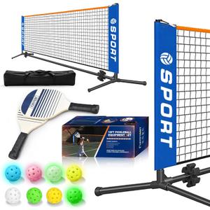 10 FT Mini Portable Pickleball Net Equipment Set - Tennis Net for Driveway Backyard, 2 Pickleball Paddles, 8 Pickleballs and Potable Carry Bag,Pickleball Net for Beginner (Blue)