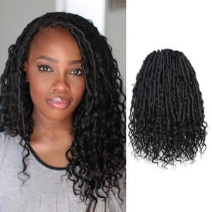 ToyoTress Boho Human Hair Locs - 14 Inch 8 Packs Natural Black Handmade Pre-Looped Crochet Hair For Black Women, Short Boho Butterfly Faux Locs With Human Hair Curls (14 Inch,1B-8P)