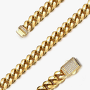 Mens Heavy Miami Cuban Link Chain Necklace Stainless Steel 18K Gold Plated Hip Hop Jewelry For Men Women Wide 6mm/10mm/14mm with Bling CZ Diamond buckle Necklace or Bracelet