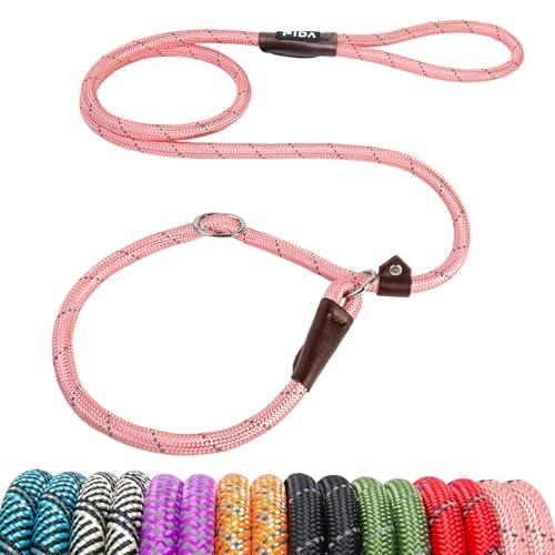 Fida Durable Slip Leads for Dogs, 6 FT x 1/2" Heavy Duty Dog Loop Leashes, Comfortable Strong Rope Slip Leash for Small Dogs and Puppies, No Pull Pet Training Lead with Highly Reflective(1/2", Pink)