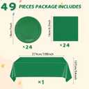 49Pcs Green Birthday Party Decorations Green Party Supplies Set Include 24 Plates 24 Napkins and 1 Tablecloth, Disposable Green Tableware for Birthday Wedding Graduation Baby Showers Party