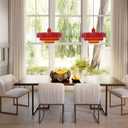 Hanging Lamp Plug in Red Pendant Light Fixtures Mid Century Modern Pendant Lamp Nordic Style Pendant Lighting Metal Shade for Living Room Dining Room Bedroom Kitchen Island