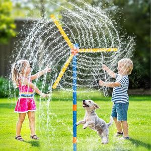 VATOS 57" Windmill Water Sprinkler Outdoor Yard Toy for Kids, New Upgrades 360 Spining Splash with 36 Spray Nozzles, Summer Fun Play Games for Boys, Girls, Dogs and Backyard & Garden Lawn Watering