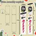 Winter Snowman Be Merry Welcome Porch Sign For Front Door Christmas Snowflake Wooden Vertical Welcome Sign Yard Standing For Patio Front Door Porch Wall Yard Home Decor Indoor Outdoor 47.2" X 7.8