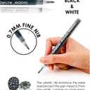 Grabie Black & White Extra Fine Tip Acrylic Paint Marker Set, 6 Pack, 0.7mm Acrylic Paint Pens for Highlights and Fine Details on Drawings, Rock Painting Glass Canvas Wood, White Highlight Markers