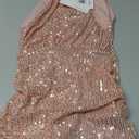 GRACE KARIN Sequin Tops for Women Elegant Tops Sparkle Tank Shimmer Party Club Cocktail Slim Fit Ruched Tops (Small, Rose Gold)