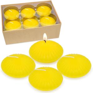 12 Pack 3 Inch Citronella Floating Candles for Summer, 10 Hour Yellow Dripless Tealight Candles for Cylinder Vases, Centerpieces at Wedding Party Pool Holiday