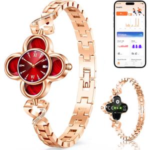 Gold Watches for Women, Luxury Casual Fashion Women's Wrist Watches with Smart Notifications, 24/7 Blood Pressure/Sleep/Heart Rate/Sport Monitor, IP68 Waterproof Women's Smart Watch with Free APP