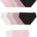 Fruit of the Loom Women's Eversoft Cotton Bikini Underwear, Tag Free & Breathable, Cotton-10 Pack-Assorted Neutrals, 5