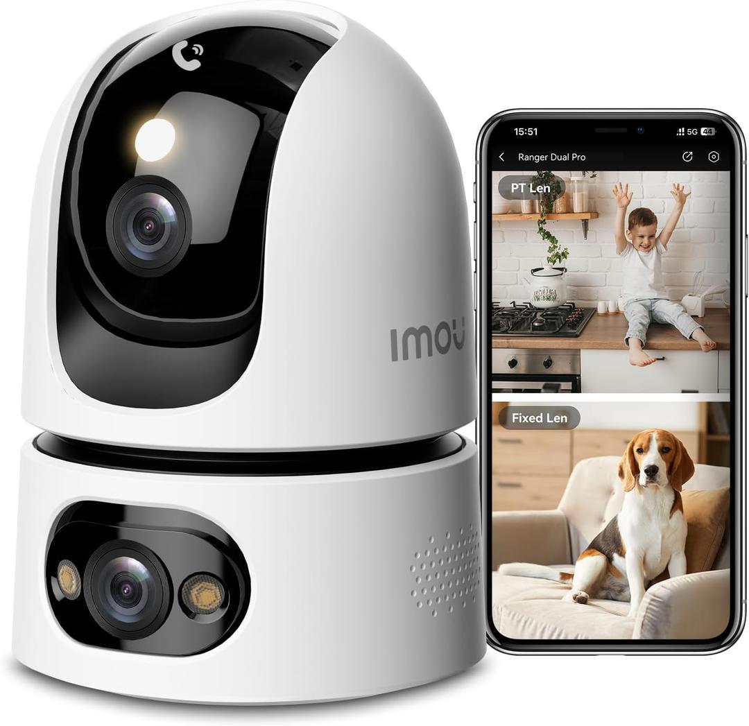 Imou 6MP Security Camera Indoor, Dual-Len 360Pan-Tilt Baby Monitor Pet Camera for Home Security, 2.4/5GHz WiFi, Work with Alexa & Google Home, Color Night Vision, Human/Pet Detection, No Monthly Fees