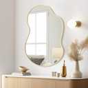 WallBeyond Gold Asymmetrical Mirror, Modern Irregular Wall Mirror with Aluminum Frame for Bedroom, Bathroom, Living Room, and Entryway 36" H x 24" W (Gold)