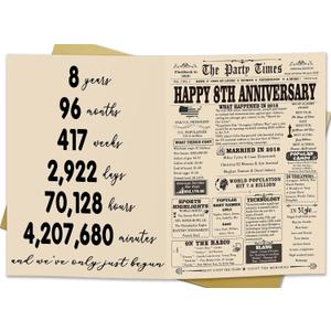 2 x YiKaLus Jumbo 8th Anniversary Card for Him Her, Vintage Bronze Gifts for 8th Anniversary, Happy 8 Years Anniversary Card for Women Men