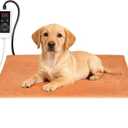 RIOGOO Pet Heating Pad, Electric Heating Pad for Dogs and Cats with Timer, 6 Level Adjustable Temperature Dog Heated Blanket (Brown, M:25''x12.5)