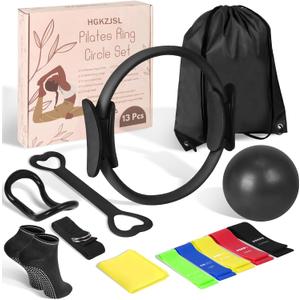 Pilates Kit for Women 13PCS, Pilates Ring Ball Resistance Bands Workout Set