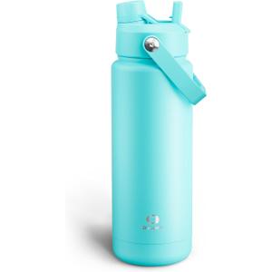 ENCOOL Insulated Water Bottle with Straw Stainless Steel Water Bottle, Leak-Proof, BPA-Free, Double Wall Vacuum Keeps Cold for 24 Hours for Sports, Travel, School (32 oz, Aquamarine Blue)