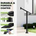 Handrails for Outdoor Steps, 1-2 Step Single Post Handrail, 38" H Rustproof Wrought Iron Stair Railing with Assembly Tool Kit for Concrete Steps, Wood Steps, Black