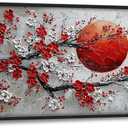 Plum Blossom Large Wall Art for Living Room Oriental Asian Pictures Painting Chinese Big Wall Decor Japanese Canvas Artwork Decorations Framed for Bedroom Office Dining room Gifts 30"x60"