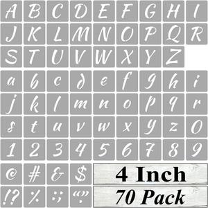 4 Inch Alphabet Letter Stencils for Painting - 70 Pack Letter and Number Stencil Templates with Signs for Painting on Wood, Reusable Numbers and Letters Stencils for Chalkboard Wood Signs & Wall Art