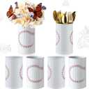 Domensi 6 Pcs Baseball Party Decorations Table Centerpiece Baseball Themed Vase Galvanized Metal Tin for Artificial Flowers Sports Utensil Holder for Kitchen Home Party Supplies