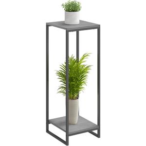 34" Tall Plant Stand Indoor, 2-Tier Modern Plant Shelf, Corner Flower Pot Holder Organizer for Living Room Balcony Patio Garden (Oak Grey)