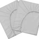 HBHLFZ Queen Fitted Sheet Only 2 Pack, Soft Breathable Bottom Sheet - 60"x80" Deep Pockets Queen Size Fitted Sheet - All Around Stretch Fit, Wrinkle Resistant, Colorfast - Easy CareLight Gray