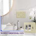 ENERLITES Combination Single Toggle/Double Decorator Rocker Outlet Wall Plate, Standard Size 3-Gang Light Switch Cover (4.5" x 6.38"), Polycarbonate Thermoplastic, UL Listed, 881132-I, Ivory
