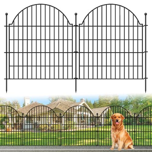 10 Panels No Dig Decorative Garden Fence, 32in (H) x 23.6ft (L) Outdoor Animal Barrier Fencing with Ground Stakes, Temporary Rustproof Metal Wire Panel Border for Rabbit,Dog