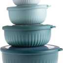 COOK WITH COLOR Prep Bowls with Lids- Wide and Deep Nesting Plastic Small Mixing Bowl Set with Lids, 8 Piece Set - Wide Bowls, Teal