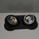 Hubulk Pet Dog Bowls 2 Stainless Steel Dog Bowl with No Spill Non-Skid Silicone Mat + Pet Food Scoop Water and Food Feeder Bowls for Feeding Small Medium Large Dogs Cats Puppies (S, Black)