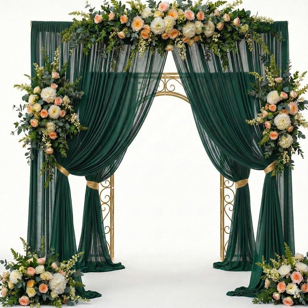 10x12FT Green Party Backdrop Green Curtains Wrinkle Free Curtain Panels Wedding Photo Background for Christmas Party Dance and Event Ceremonies Decorations 5x12ft 2 Panels YUNNS114