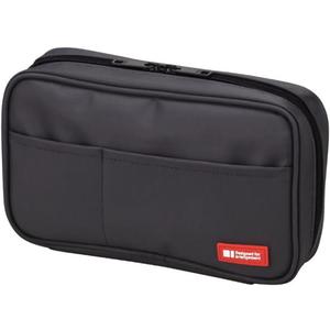 LIHIT LAB Large Capacity Zipper Pencil Case For School Office College, Big Capacity 4 Compartments Pencil Bag Holder Adults Teen Boys Girls, Travel Cosmetics Storage, Black (A7551-24)