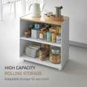YAMAZAKI Home Hideaway Storage Cart, Rolling Cart Adjustable Shelves, White, One Size