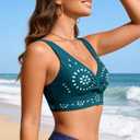 RIHOAS Women's Bikini Top Supportive Swimsuit with Built in Bra, Cut Out Swim Bathing Suit Top 2026 Sport Bra Swimsuit Top Green-S (S)