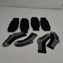 KMOLY 1 Set Kids Grip Soccer Socks and Shin Guard Sleeves for Age 7-14 Youth Boys Children Football Basketball Training (2 Set Black)