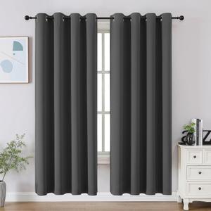 CUCRAF Dark Grey Blackout Curtains 72 inch Length, Thermal Insulated Room Darkening Small Window Curtains for Bedroom,Light Blocking Drapes for Kitchen Living Room,Set of 2 Panels, 52 x 72 Inch