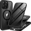BERFY for iPhone 14 Pro Max Case, Compatible with MagSafe, Built-in Privacy Screen Protector, Camera Protection, Shockproof Full Body Phone Case 6.7", Clear Black