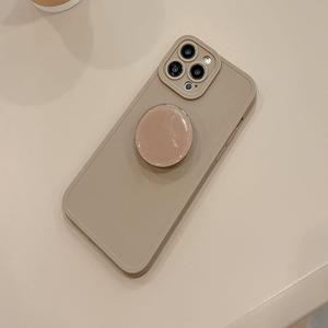 Case for iPhone 14 Pro Max Case Silicone Women with Ring Stand Ring Holder Kickstand, Girl Cute Gel Rubber Protective Phone Case Cover (Light Gray)