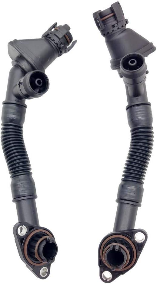 Set of 2 Crankcase Vent Hose Left and Right N63 pcv for BMW 550i 650i 750i X5 X6 Alpina B7 F01 F02 F07 F10 F12 F13 E70 E71 11157646086 11157646087