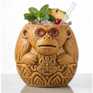 Coconut Monkey Hawaiian Tiki Mug, Decorative Cocktail Drinkware, 1 Piece