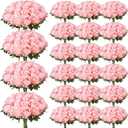 150 x Ovveroche 150 Pcs Artificial Roses Long Stem Silk Flowers Light Pink