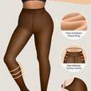 Vertvie Fleece Lined Tights for Women Thermal Pantyhose Fake Translucent Winter Warm Tights High Waisted Thick Leggings (Brown, L)